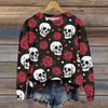 Women's Casual Long Sleeve Halloween Print Neck Sweatshirt
