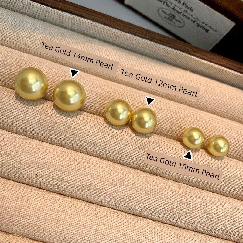 

Shijia Genuine Goods Women s Best Selling Gray French Pearl Stud Earrings Tea Gold 8mm pair(Genuine goods Shi Jia)