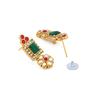 Green & Pink Stones Ethnic Collar Bone Necklace Earring & Ring Set For Women