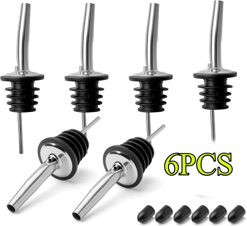 1/2/4/6Pcs Reusable Stainless Steel Wine Bottle Stopper Olive Oil Pourer Spout Dispenser Set Airtight Kitchen Bar Tools