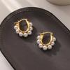 U-shaped Hoop Earrings Gold Color Stylish Elegant Imitation Pearl Earrings Wedding Party Girls Luxury Accessories Women's Gifts