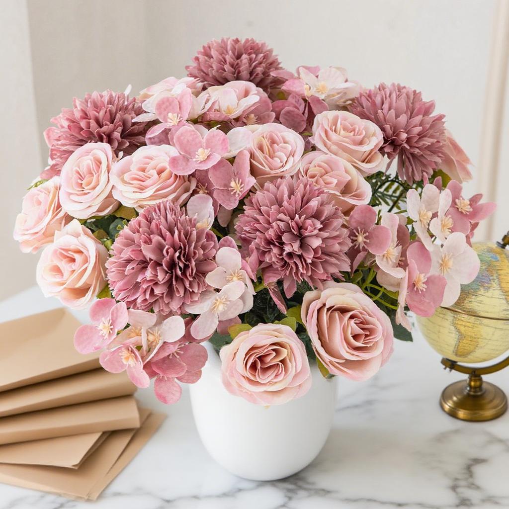 Artificial Flowers Rose Centerpieces Fake Plants Wedding Room Home Outdoor Garden Party Gifts Arrangement Festival Diy Box Table