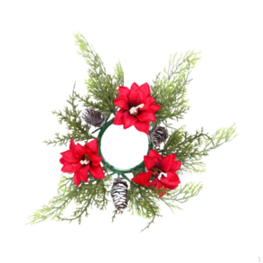Christmas Candle Rings Wreath Inner Diameter 4" for Wedding Holiday Birthday Style A