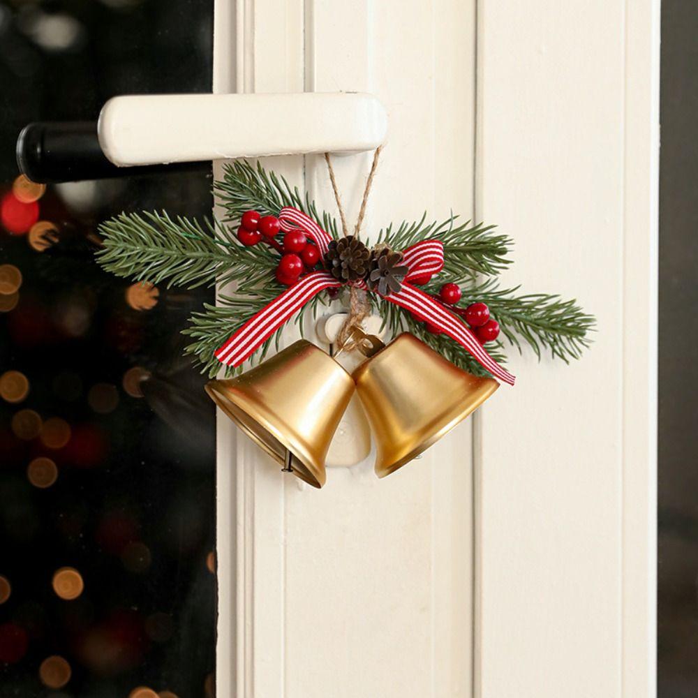 Handmade Bow Bells Pendant Retro Christmas Chime Bell New Year Home Ornament