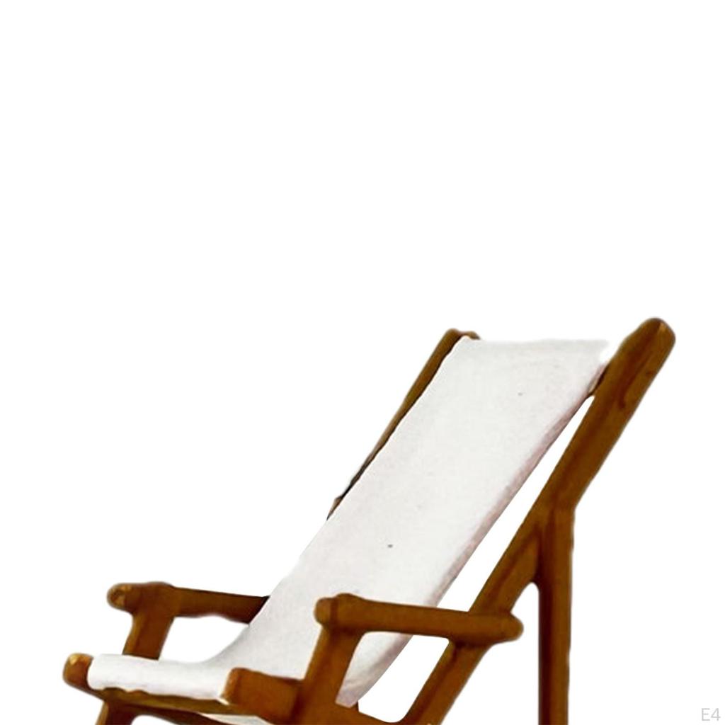 1/64 Diorama Figure Miniature Beach Surfing Scene Handpainted Lounge Chair Model for Fariy Garden