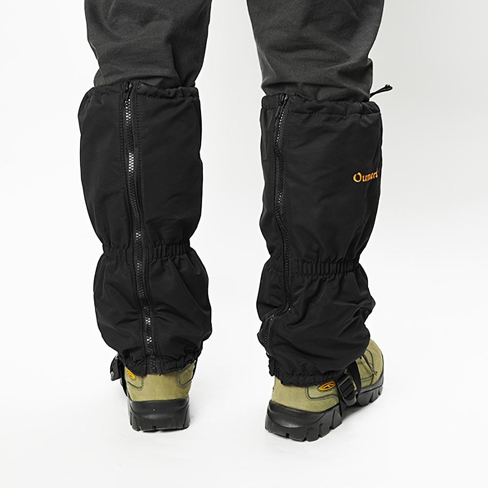 Schwarze Outdoor Winter Warme Thermische Gamaschen mit Reflektierenden Streifen - Winddichte Wander-Campinghose für Kaltes Wetter, Verstellbarer Kordelzug