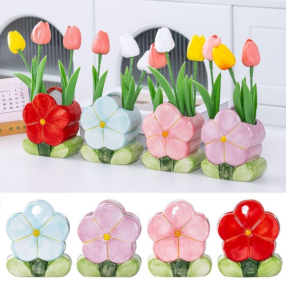 

Ceramic Pen Holder Flower Arrangement Makeup Brush Bucket Exquisite Pencil Organizer