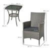 Poly Rattan Garden Furniture Set, Outdoor Lounge Balcony Furniture for 2 People, 3-Piece Seating Group, 2 Chairs, Table, Seat Cushions