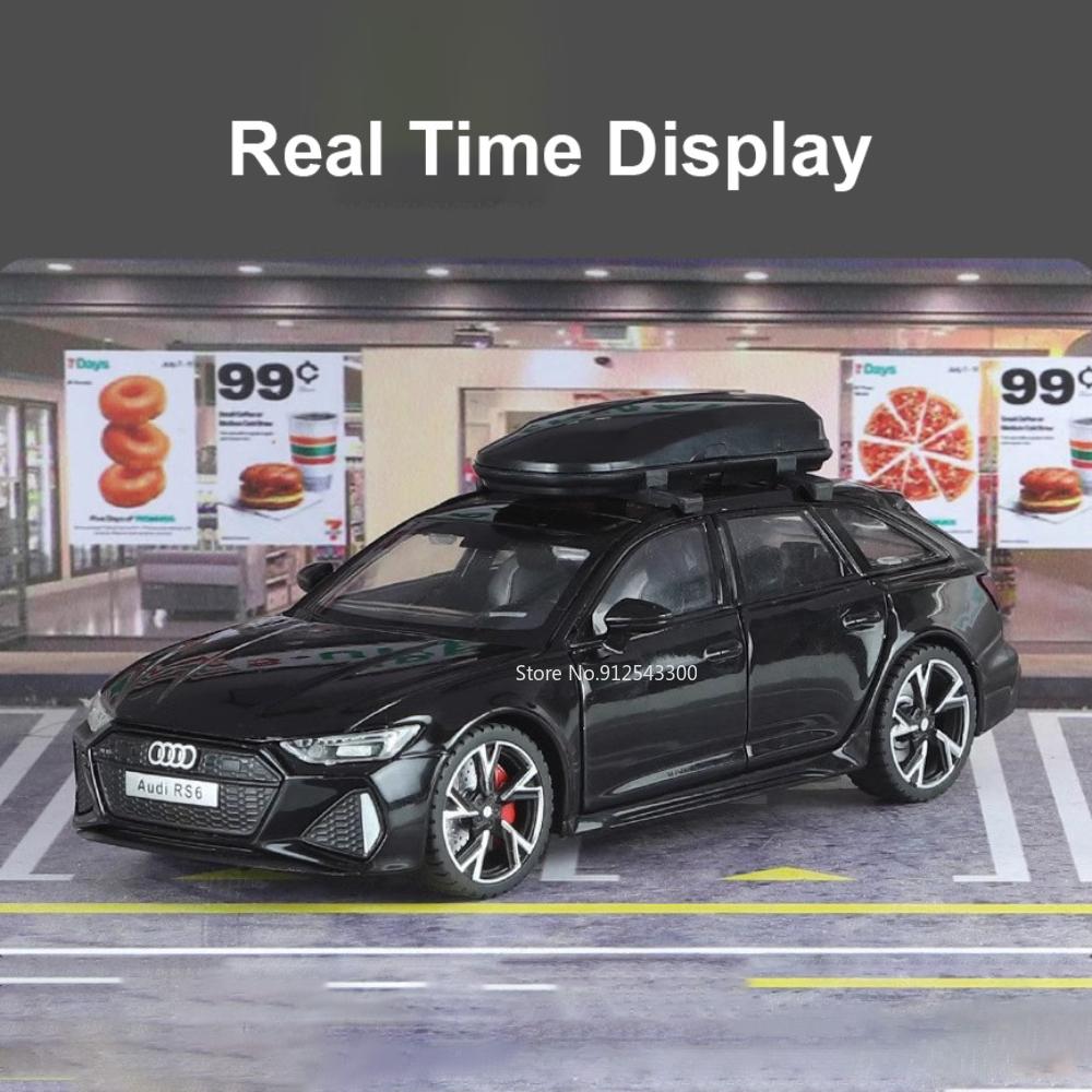 1/32 RS6 Car Model Toy Simulation Alloy Diecast Doors Opened Sound Light Shock Absorption Vehicle Models Ornaments Child Gifts