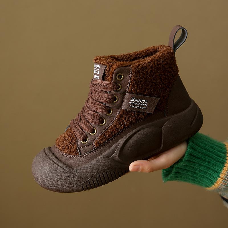 

Флісові зимові чоботи на платформі для жінок 2025 осінь та зима нова універсальна модель інтернет-знаменитості теплі чоботи-мартінси з бавовняною підкладкою 40