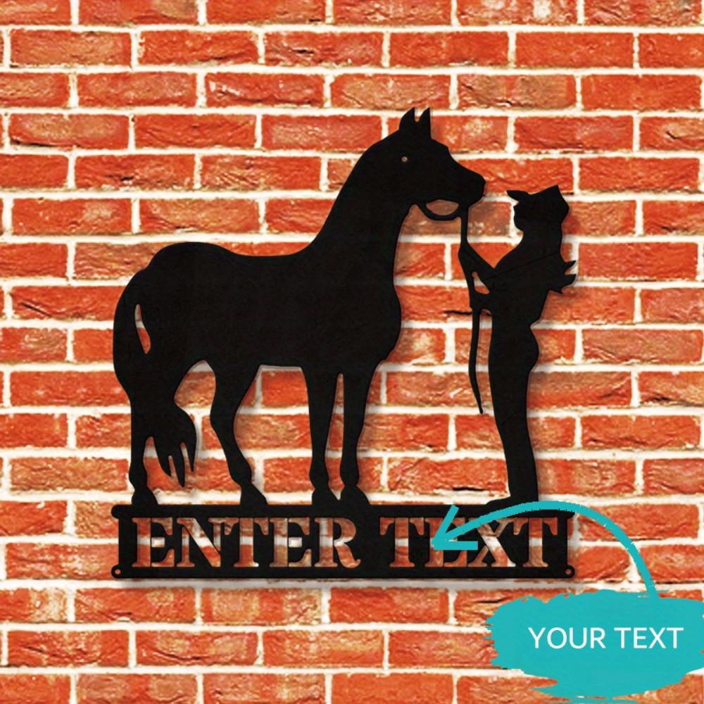 Metal Wall Art Horse Rider Gift for Equestrian Lover Home Decor Personalized Name Sign