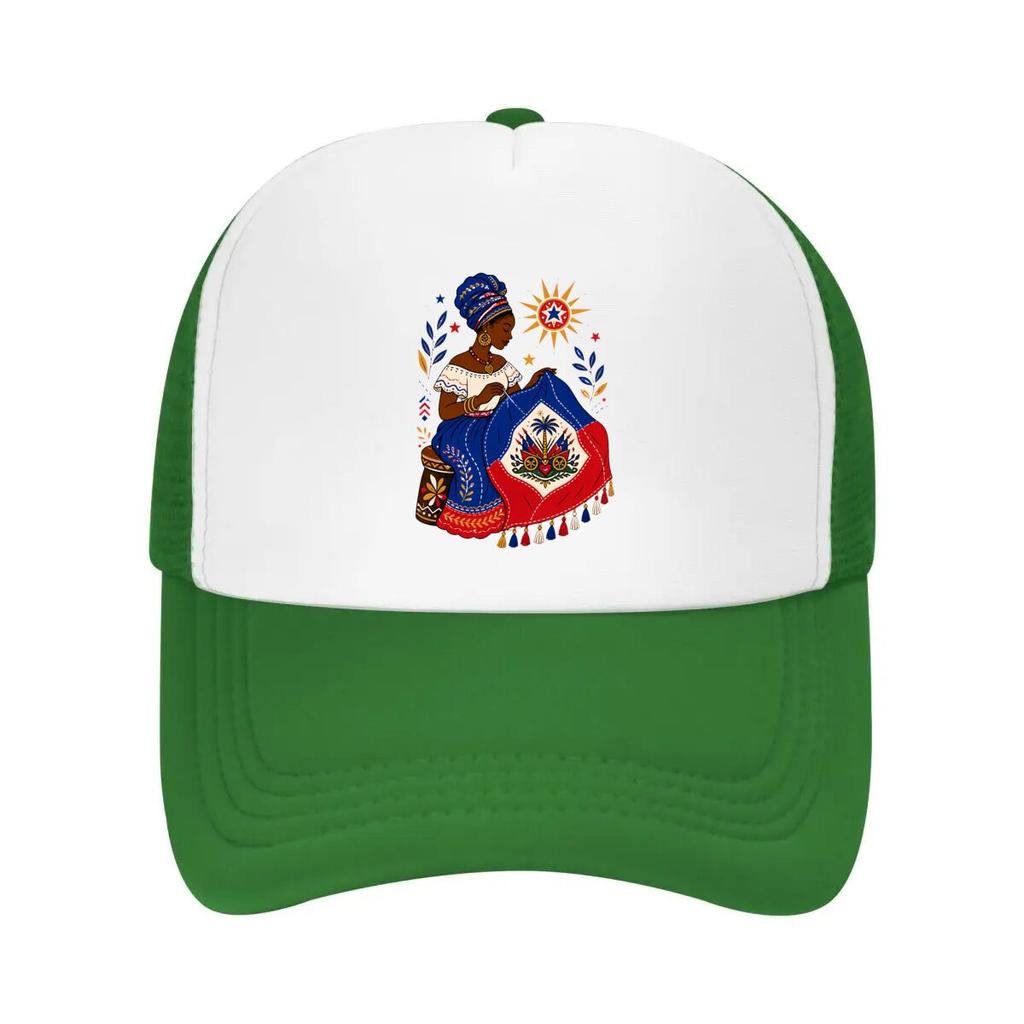 Haitian Heritage Seamstress Flag Tri Mesh Baseball Cap Casual Hat Outdoor For Womens Unisex FeUnisex