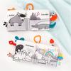 Infant Soft Cloth Book with Textured Animal Tail Crinkle Pages Early Learning Sensory  for Babies Montessori Stroller Crib Toy