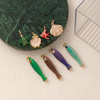 Moda Retro Pequeños Dijes de Concha de Pez Serie Océano Colgante DIY Para Fabricación de Joyería Collar Pendiente Accesorios Colgantes