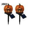 Auto on Off Light Solar Halloween Pumpkin Garden Stake Light, Waterproof Resin LED Outdoor Festival Decor Lantern, Spooky Yard Lighting for Patio Lawn
