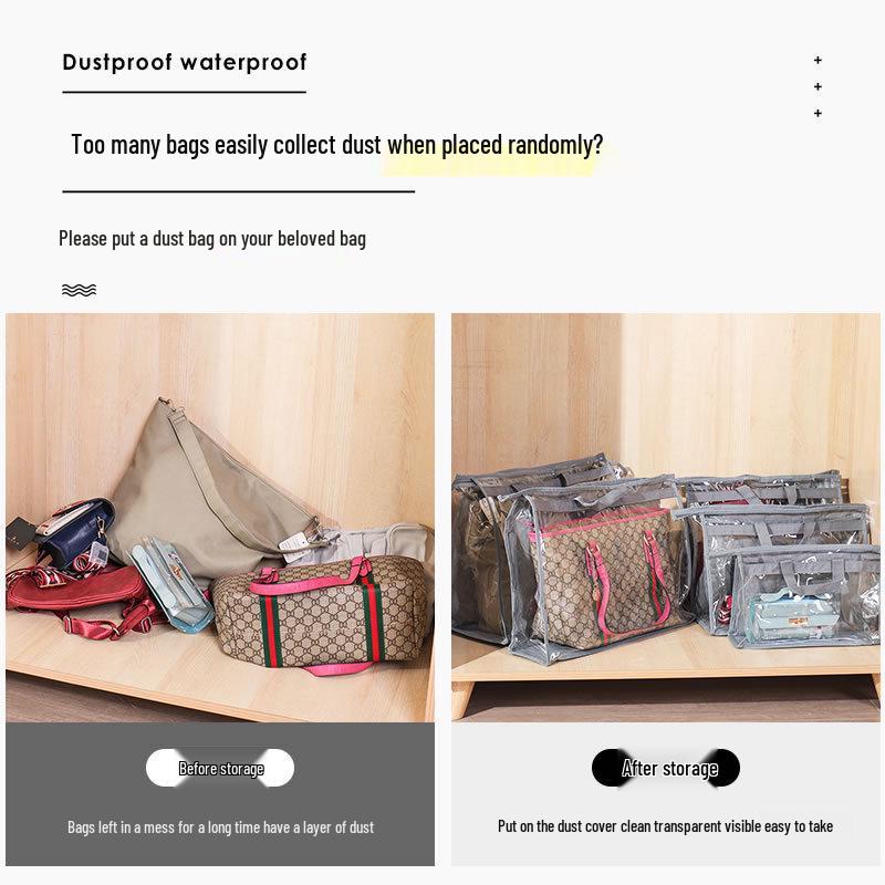 Transparente PVC-Staubschutzhülle zur Aufbewahrung von Handtaschen zum Aufhängen - Wasserdichter Lederbeutel-Schutz