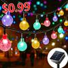 LED Solar Lichterketten Außen Kristallkugellichter Lichterketten Hoflichter Garten Terrassen Partys Weihnachtsdekorationen