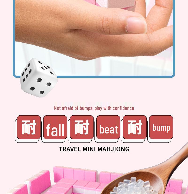 Compact Mini Mahjong Tiles - Hand-Rubbed Mahjong Set for Outdoor Camping, Dormitory, or Party Interactive Board Game.