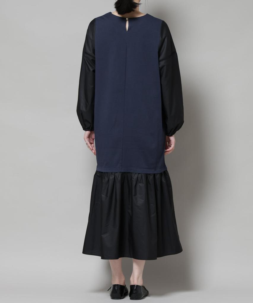 Nano Universe Ladder Lace Sleeve Dress with Mixed Size F Women's Material, Beige, 040, 673-5219315