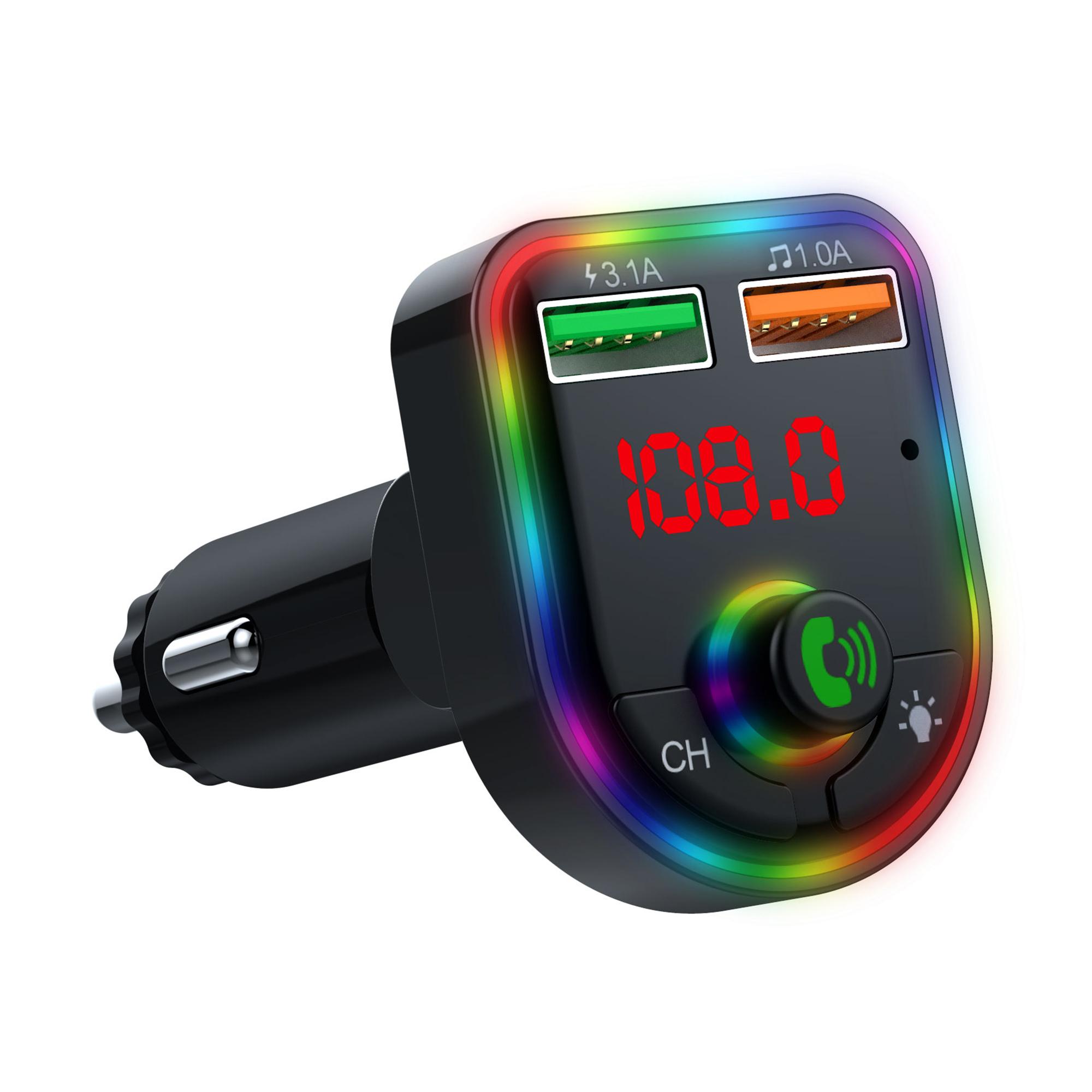 

P6 Colorful Ambient Lights Car Charger Smart Bluetooth-compatible Calling Car Wireless MP3 Audio Device Type A