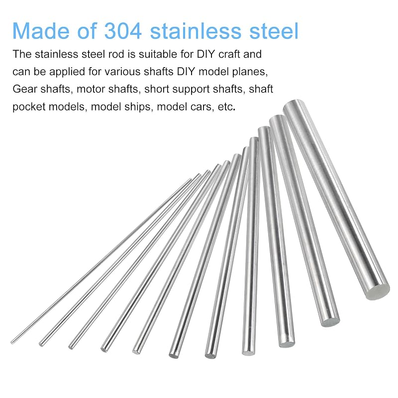 uxcell 304 Stainless Steel Round Bar 3mm x 100mm Solid Shaft Rod for DIY Craft Model Cars Helicopters Airplanes (4pcs)