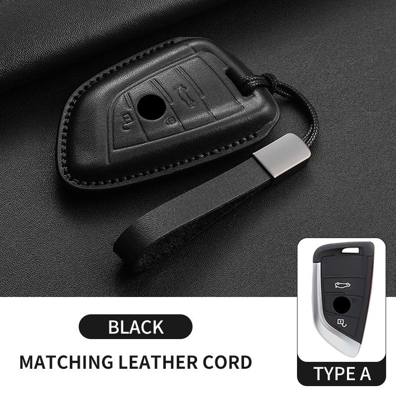 Leather Car Remote Key Case Cover Shell for BMW X1 X3 X5 X6 X7 1 3 5 6 7 Series G20 G30 G11 F15 F16 G01 G02 F48 Keyless Key Fob