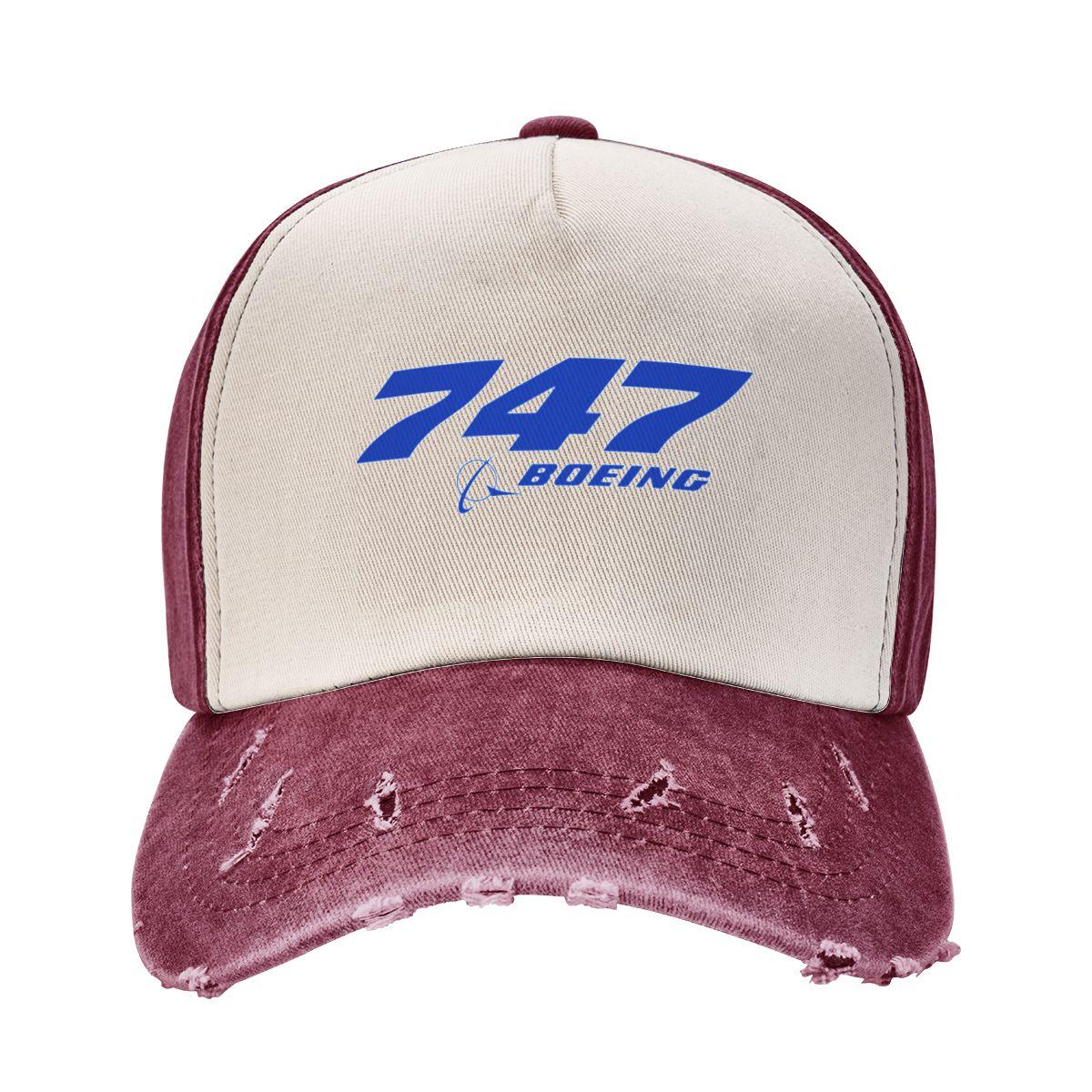 

Бейсболки Літак Boeing 747 Логотип Merch для жінок унісекс Вінтажна потерта сонцезахисна кепка One Size
