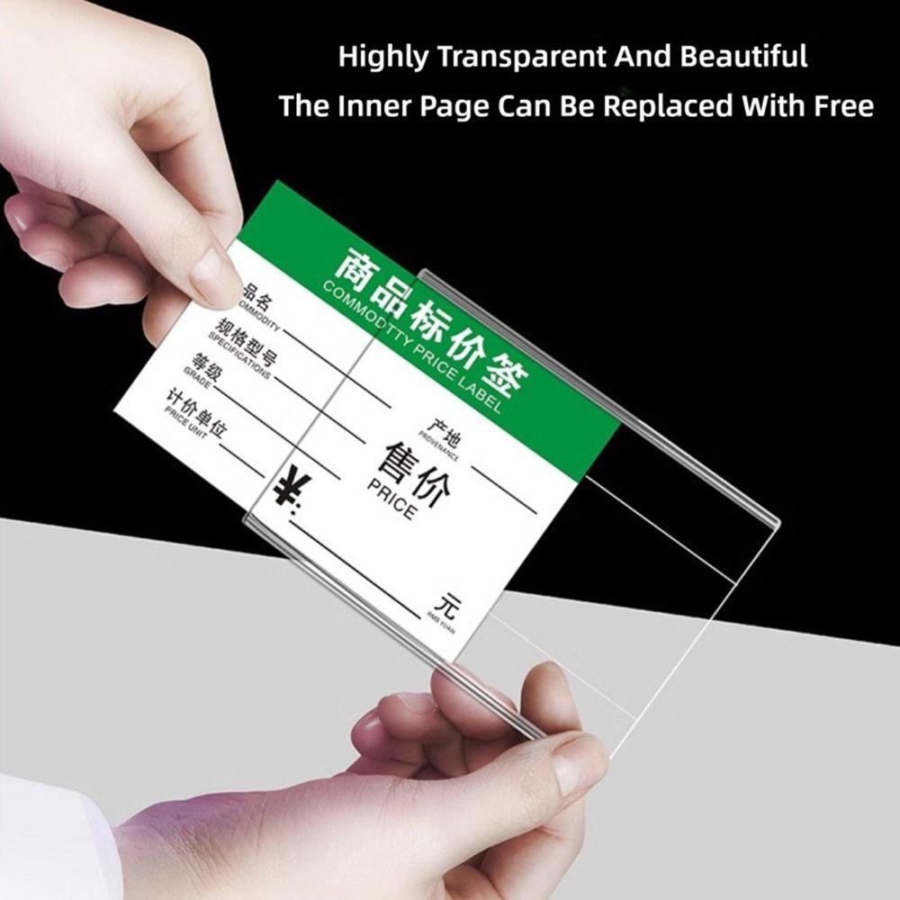 10PCS/Set Multifunctional Acrylic Price Tag Holder Transparent Self Adhesive Label Display Stand Label Sign Shelf Office Use