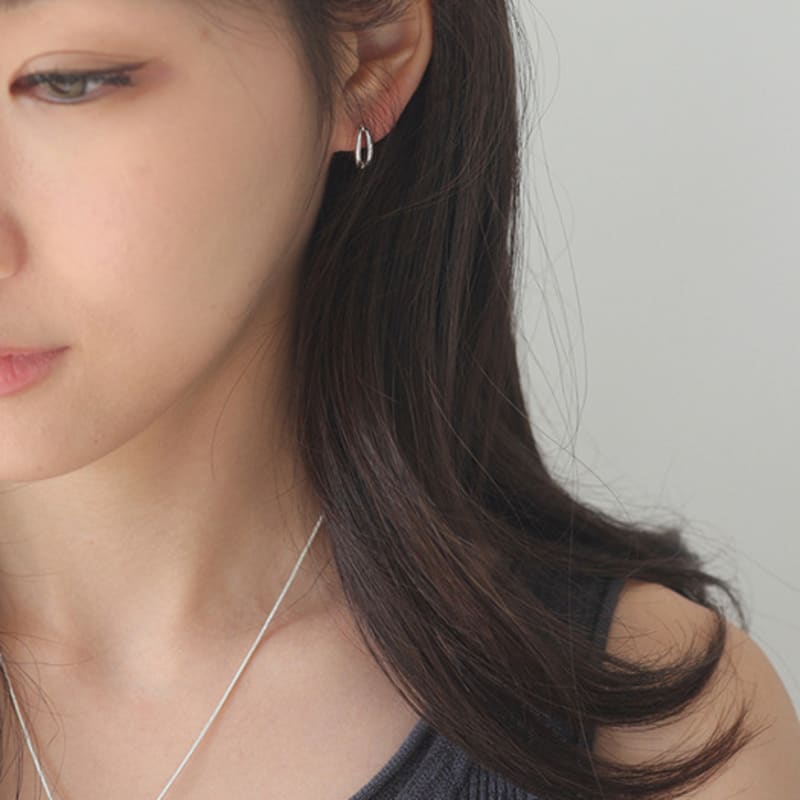 modernlike silver 925 on-ring one-touch earrings