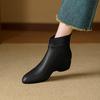 Fashion 2025 New Autumn Women Boots Genuine Leather Women Shoes Round Toe Chunky Heel Solid Modern Boots Daily Shoes Ankle Boots