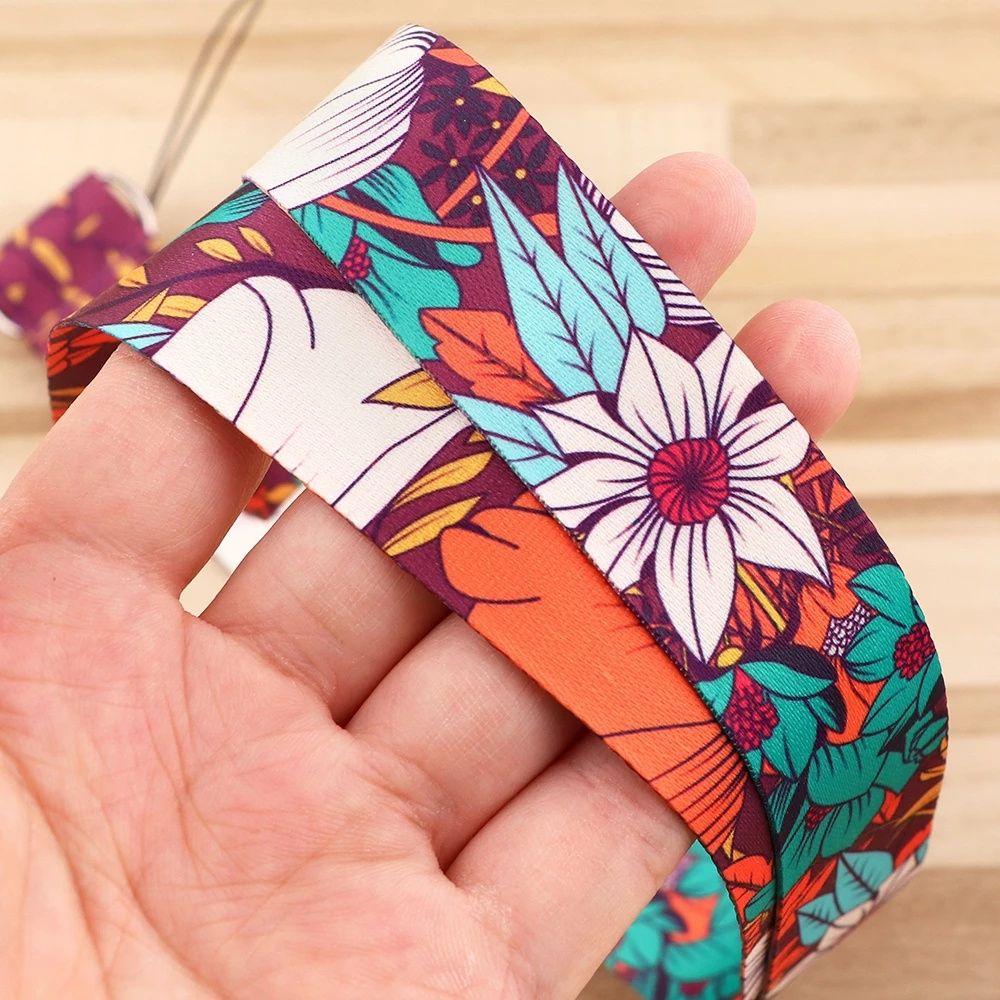 Mobile Phone Strap Webbings Ribbon Badge Holder Keys Keychain ID Card Pass Hang Rope Flower Lanyard