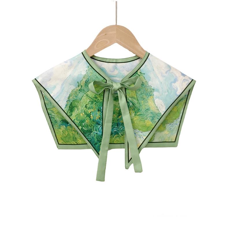 

Стиль масляной живописи, универсальный принт, маленький шелковый шарф, тонкая шаль, летнее наружное украшение, женский поддельный воротник, солнцезащитная шаль в иностранном стиле 42cm