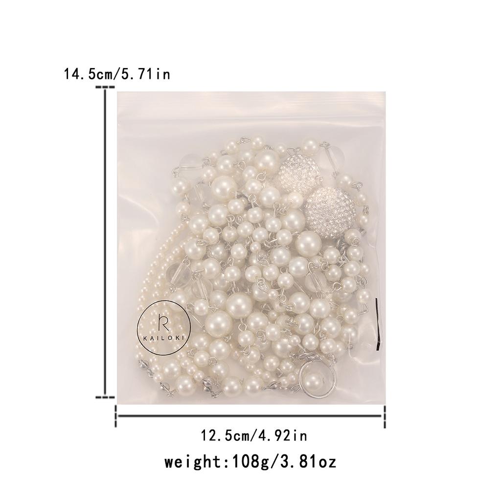 Heavy Industry Hand Woven Full Diamond Imitation Pearl Tassel Pendant Necklace Collarbone Chain for Women