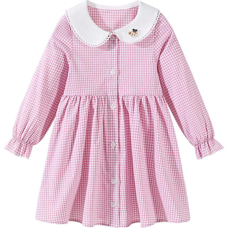 Classic Teddy Girls  Sweet Plaid Princess Dress 120