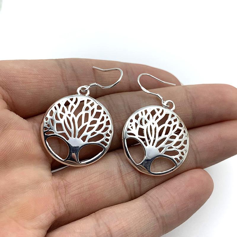 

2024 New Arrival 925 Sterling Silver Tree of Life Earrings For Women Fashion Charm Party Girl Christmas Gift Jewelry