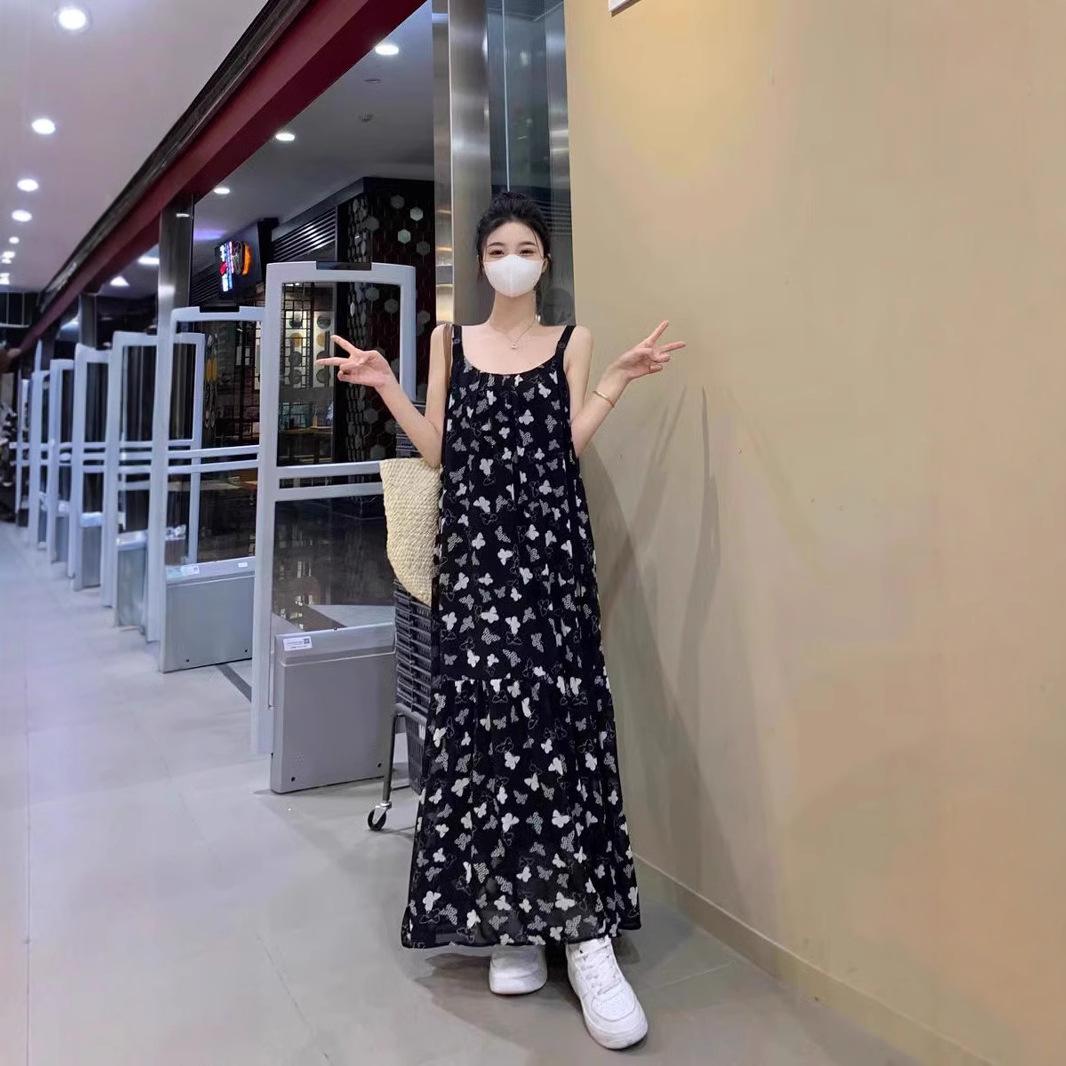 

2024 Цветочное платье-миди с тонкими бретелями, приталенное Large