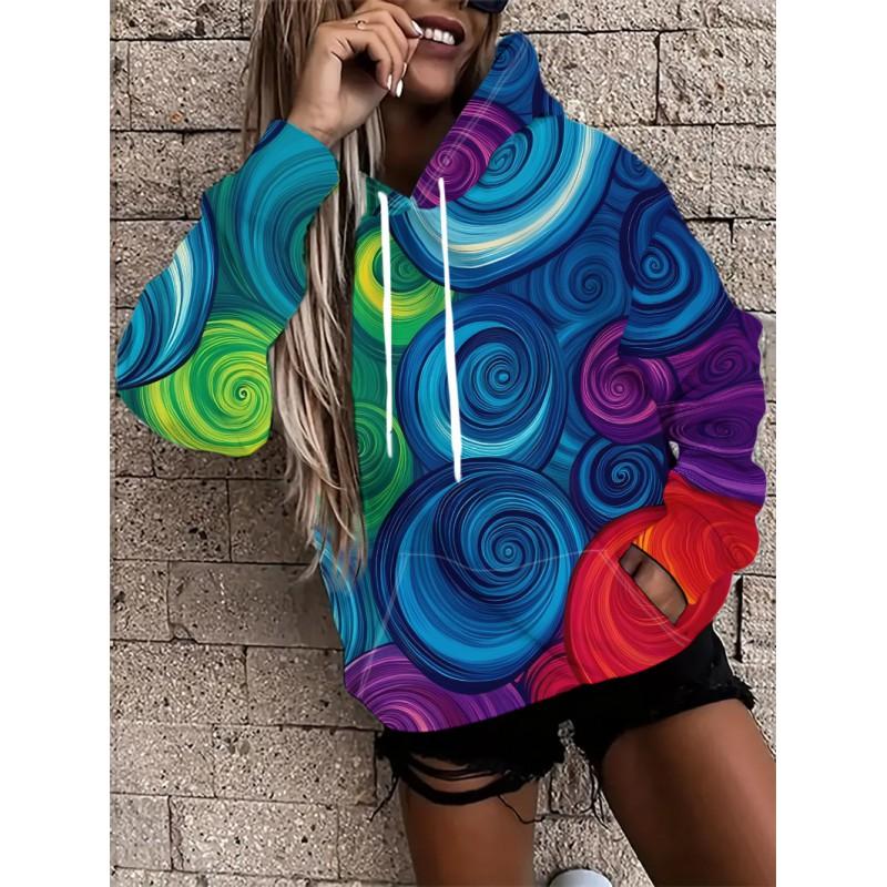 Womens Oversized Hooded Sweatshirt With Botanical Cartoon Print Loose Fit Comfortable Casual Top 2025