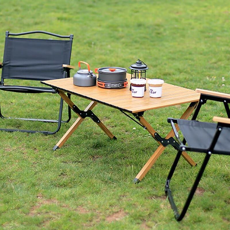 YouTuozhe Aluminum Wood Grain Egg Roll Folding Table