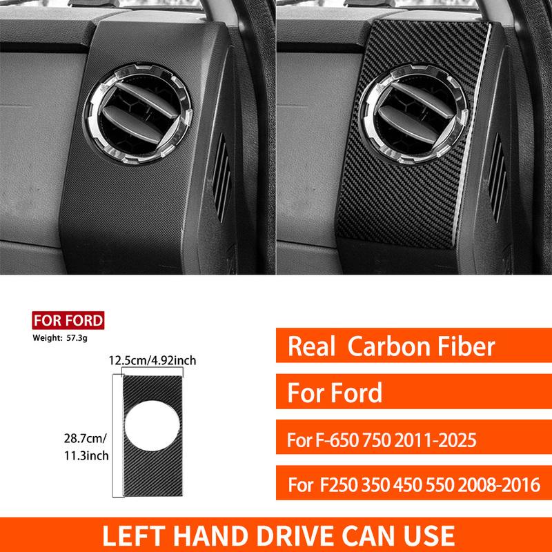 For Ford F-250 350 450 550 F-650 750 2011-2016 Real Carbon Fiber Stickers Co-pilot air vent panel Car Accessories decorative