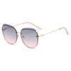 Oval Metal Rimless Sunglasses Wear Cat Ear Sunglasses Sunshade Glasses
