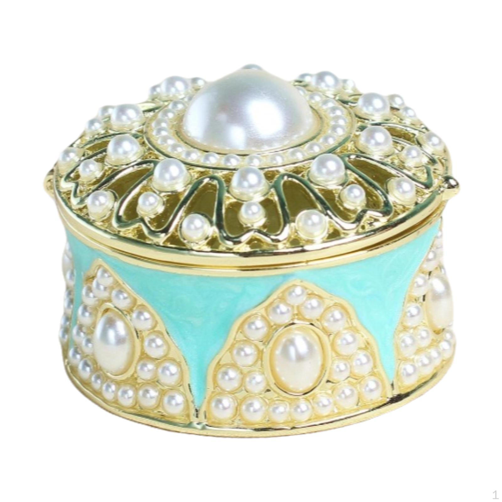 

Шкатулка для безделушек, эмалированная бижутерия, креативный орнамент, уникальный подарок, органайзер, мини для сережек синий