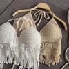 Sexy Boho Beach Holiday Camisole Halter Women Crochet Knit Swimsuit Bra Backless Vest Hollow Tassel Tank Top Women's Crop Tops