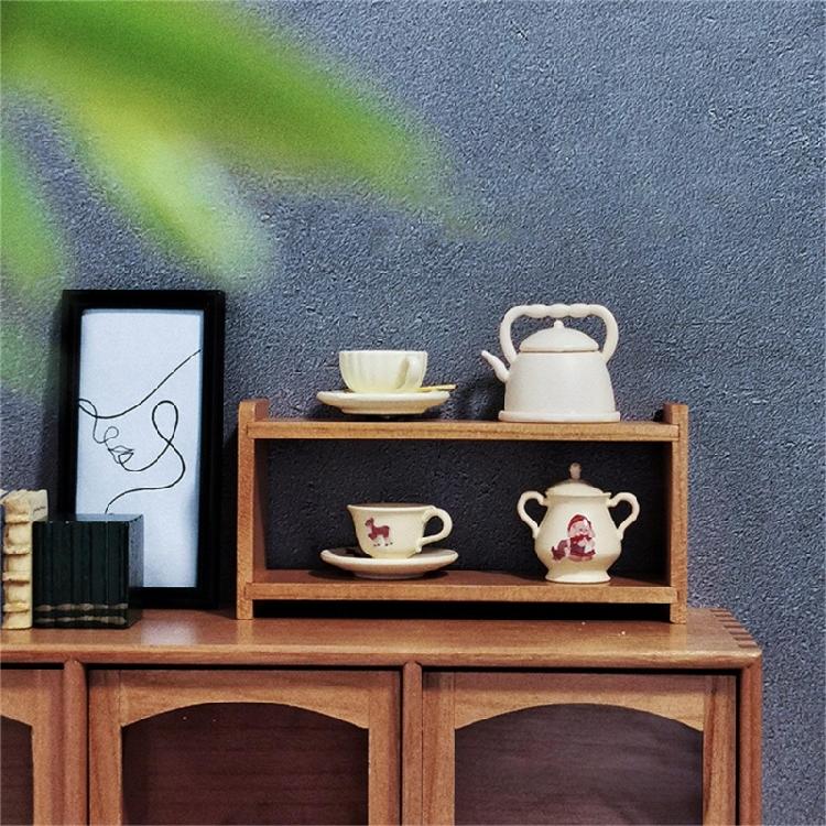 Wood Bookshelf 1:12 Realistic Model Cabinet Decorative Pretend Play Toy