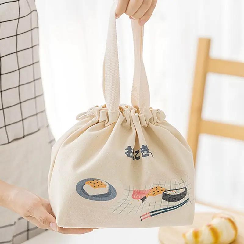 Kühltasche für Lunchbox mit japanischem Muster im japanischen Stil, tragbare isolierte Lunchtasche aus Segeltuch, Thermo-Lunch-Taschen für Lebensmittel, Picknick, für Frauen und Kinder