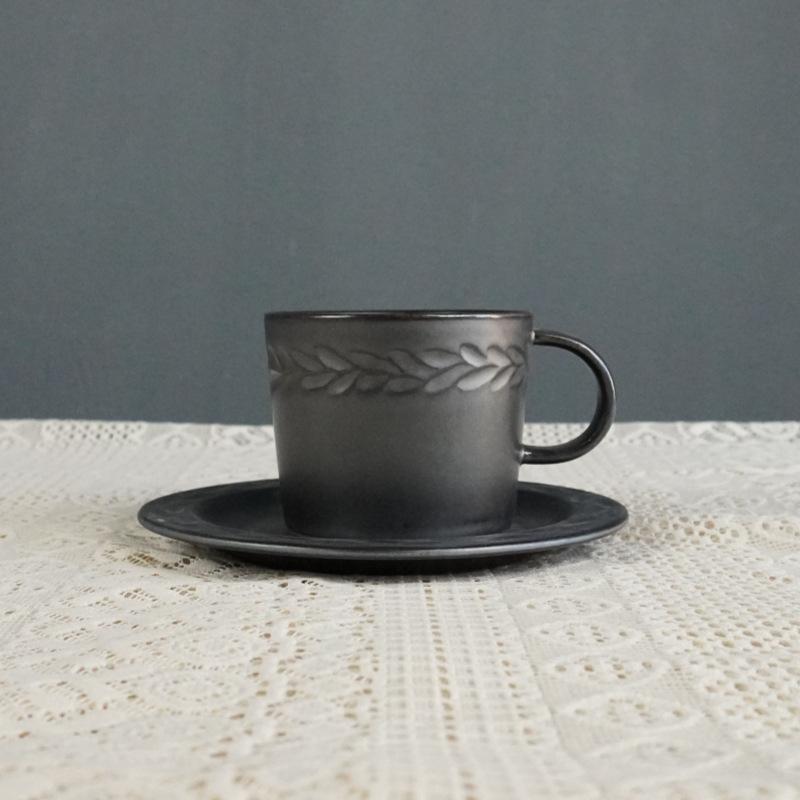 Retro Ceramic Coffee Cup and Saucer Set Light Luxury Ceramic Cup Niche Coffee Cup Latte Afternoon Tea Cup and Saucer Set