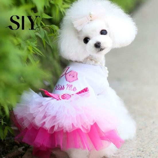 Love-hearts Pattern Pet Dress Breathable Cotton Summer Lace Dog Princess Skirt for Walking Supplies