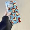 Blue Brown Heart-shaped Leopard Pattern Phone Case for IPhone 11 12 13 14 15 16 Pro Max X XR 7 8 Plus Soft Edge Shockproof Cover