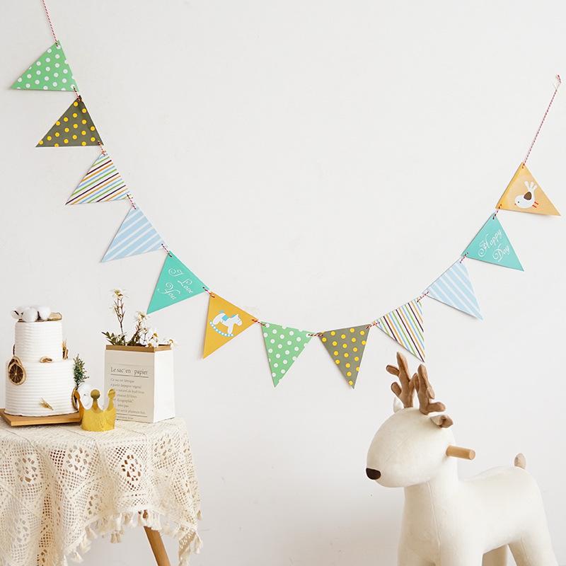 Fresh Triangle Birthday Banner: Fairy & Little Boy Theme Garland