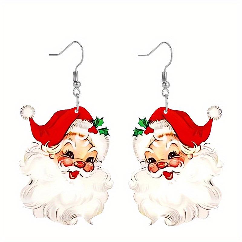 Charming Santa Claus Acrylic Earrings - Festive Holiday Jewelry