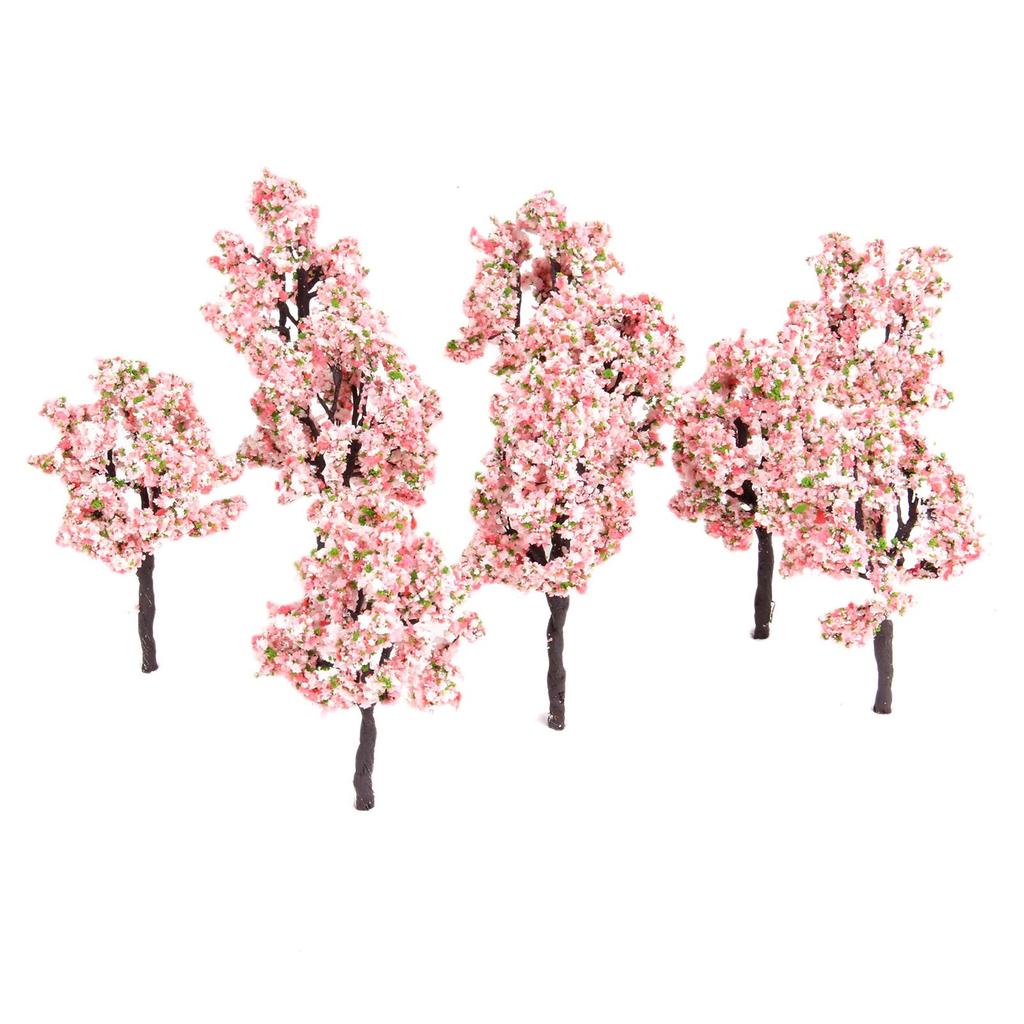10pcs Diorama Trees Trees Pink Flowers Railway Model Model Trees Potted Landscape Decoration Scenery Collection Architectural Model Miniature Trees